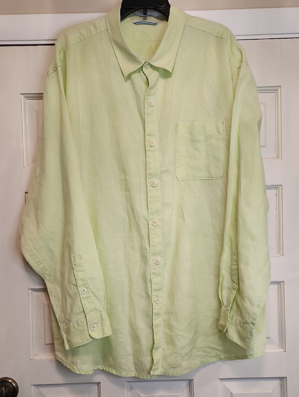 TOMMY BAHAMA RELAX Men's Light LIME Green Button-Down 100% Linen Shirt XXL